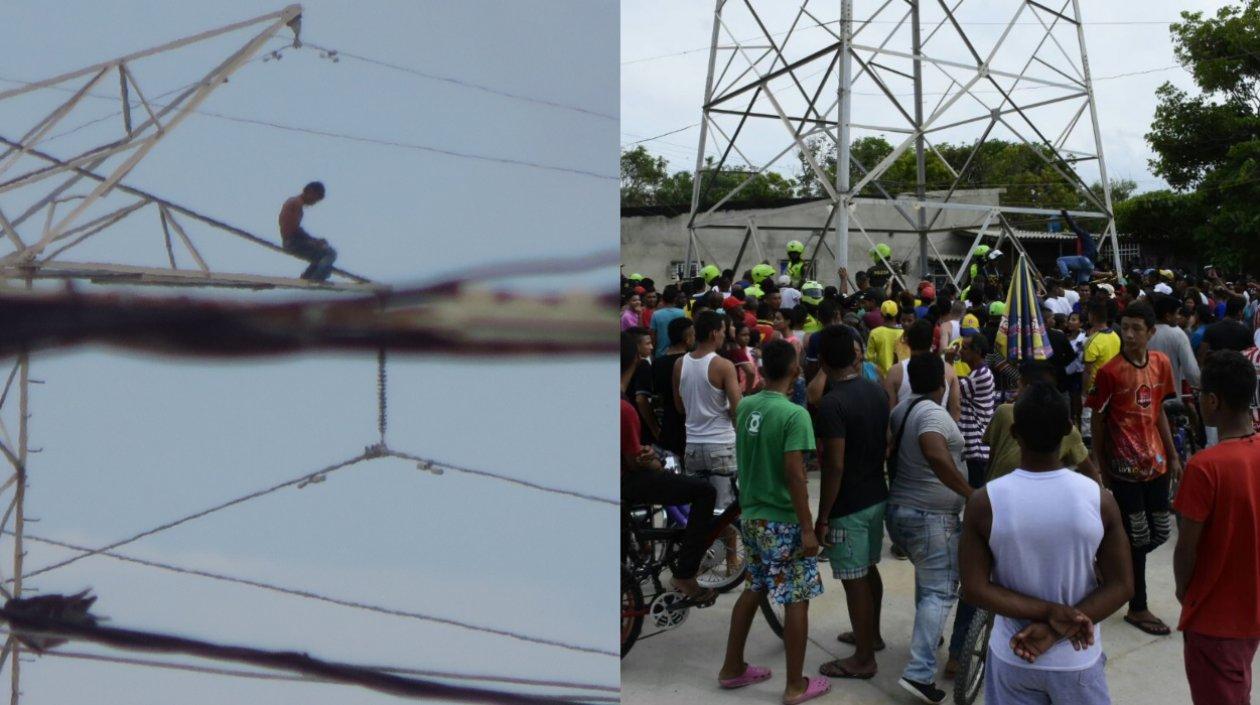 El joven subió a lo más alto de la torre. 