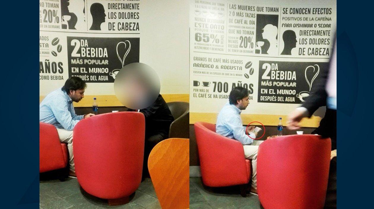 Imágenes del funcionario presuntamente recibiendo las dádivas.