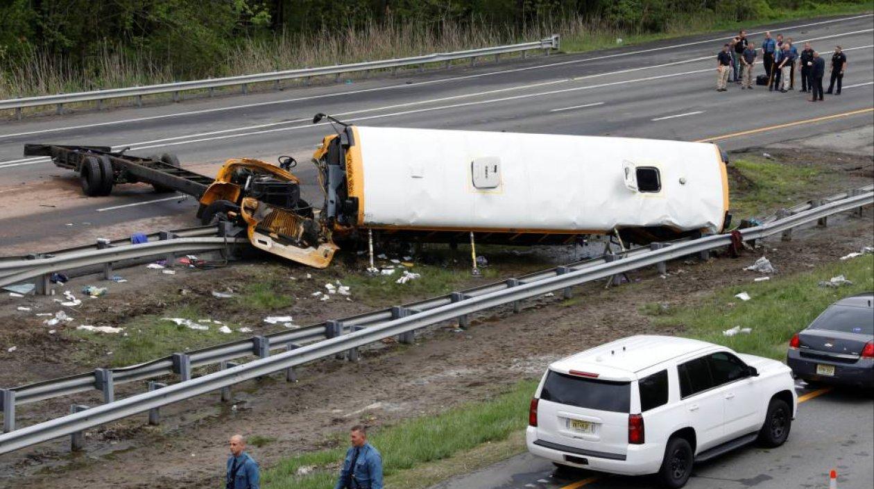 Así quedó el bus escolar. 