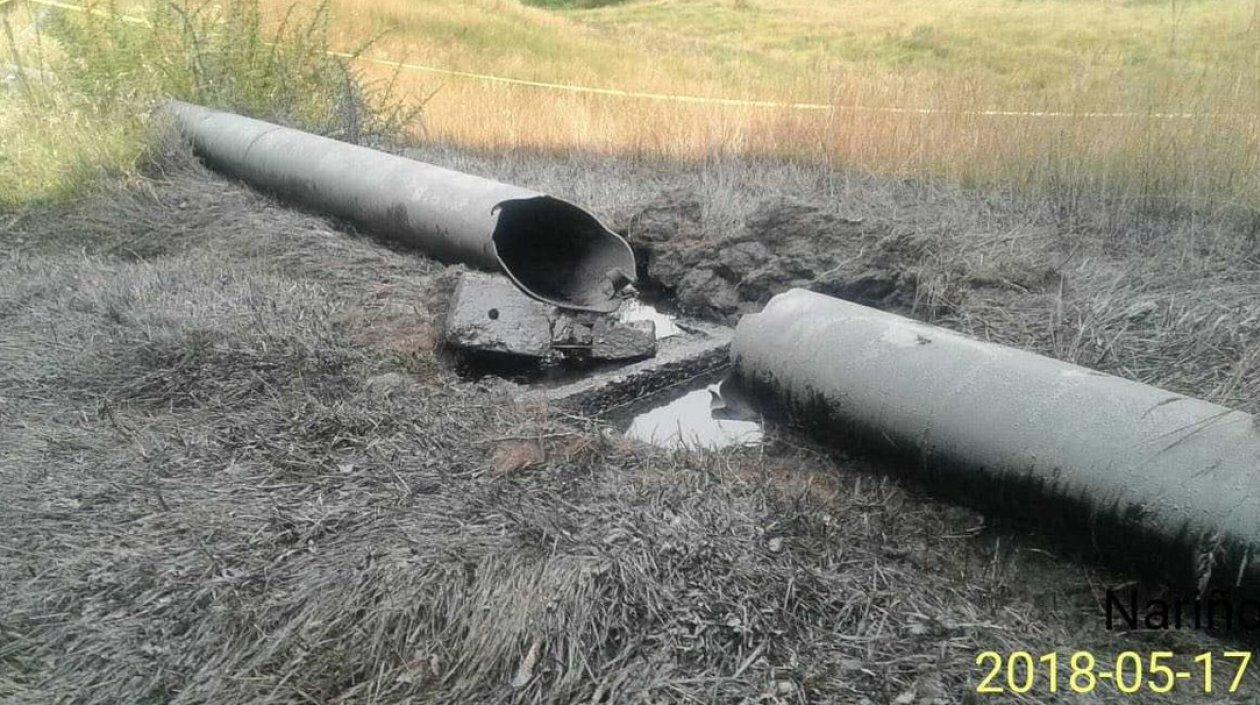 El atentado provocó la rotura de la tubería en zona de Pupiales, Nariño.