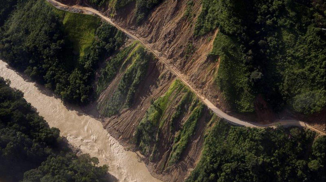 Imagen del río Cauca cerca a la presa de Hidroituango.