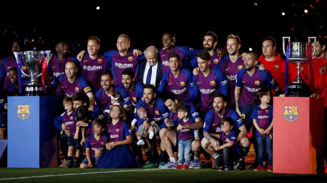 Barcelona celebró su título en el Camp Nou.