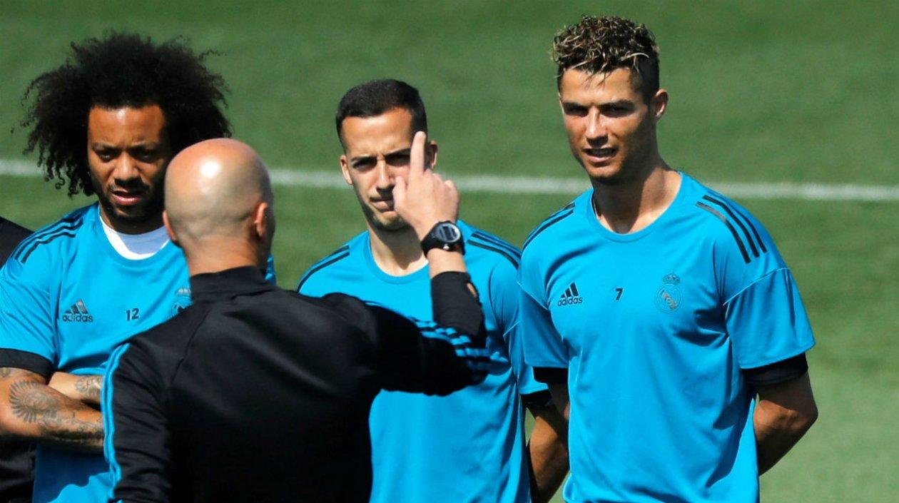 Cristiano Ronaldo durante un entrenamiento del Real Madrid. 