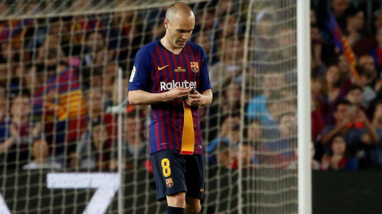Iniesta en su último partido con el Barcelona. 