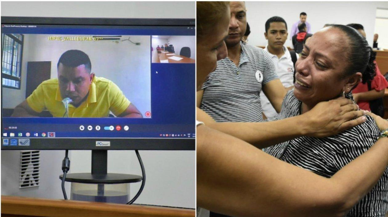 Levith Rúa durante la audiencia. En la otra foto,  Luz Divina Cabarcas, mamá de Gabriela.