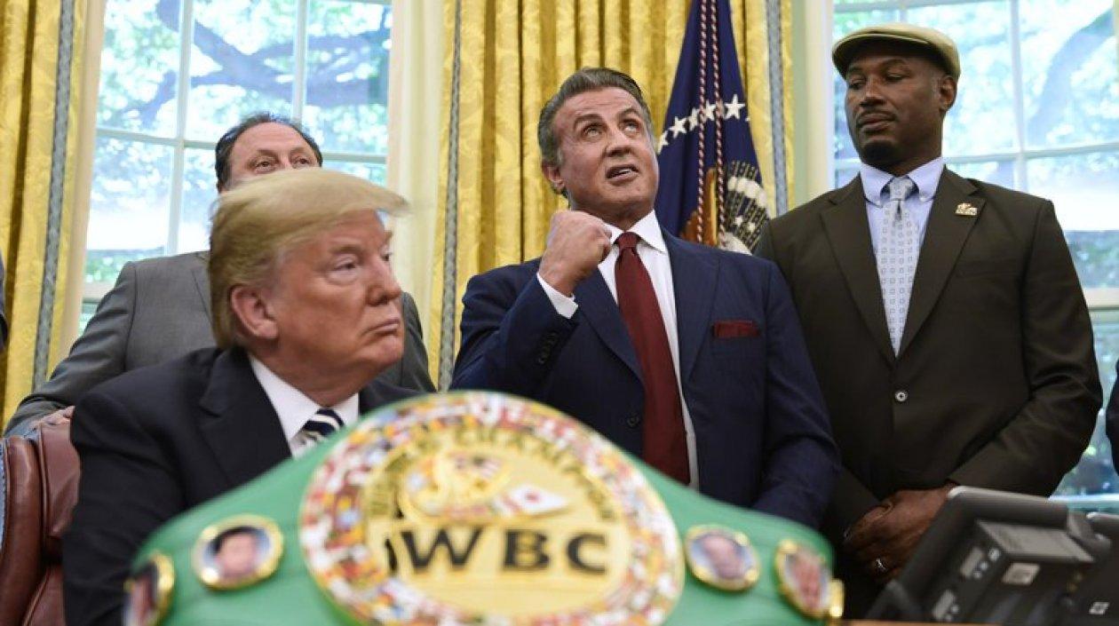 Donald Trump con Sylverter Stallone. 