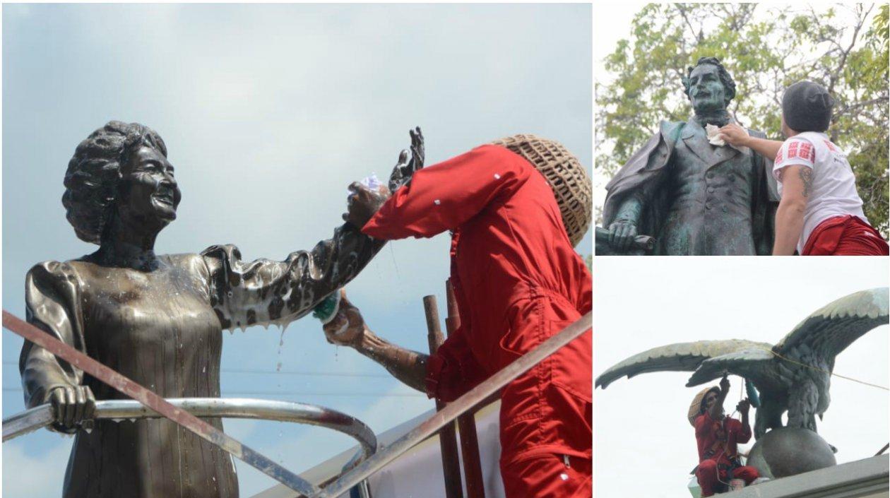 Estatuas Esthercita Forero, Francisco De Paula Santander y monumento a la Aviación.
