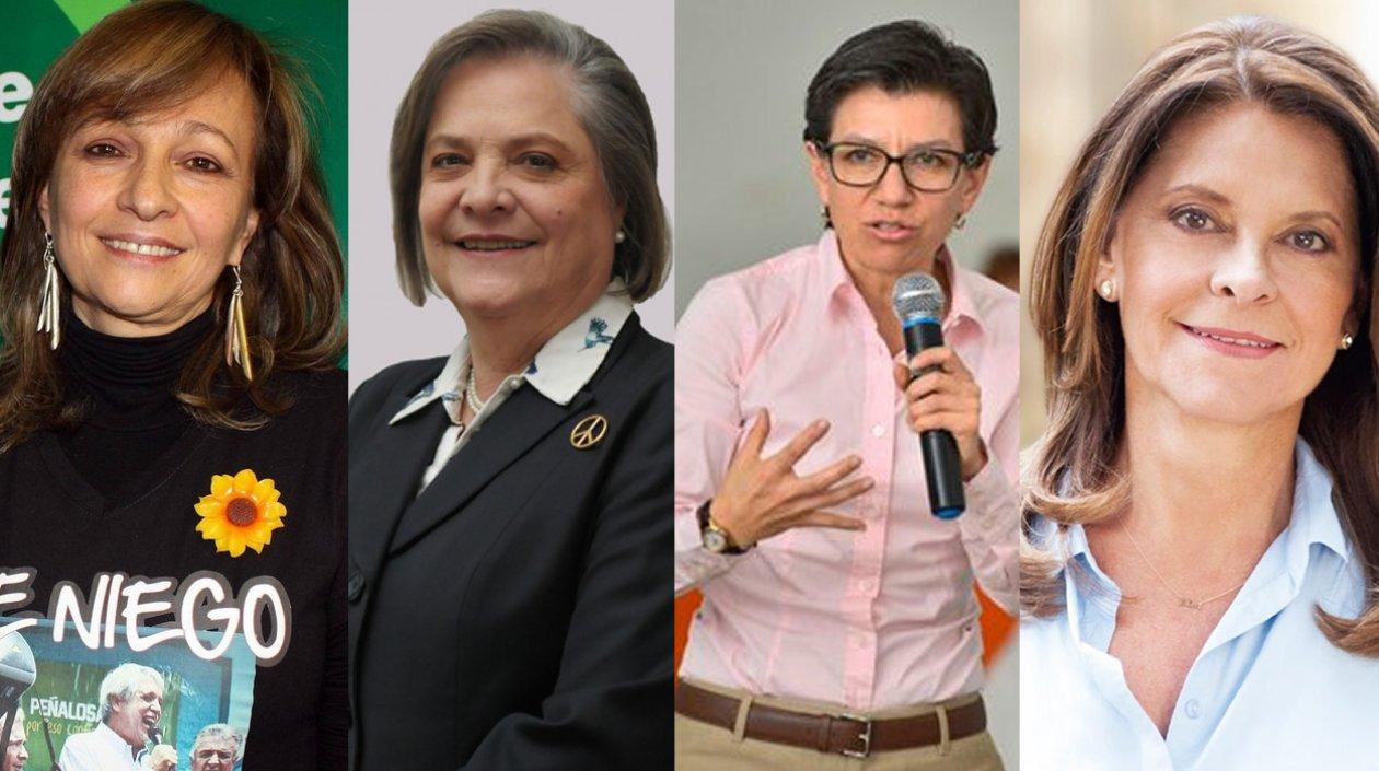 Ángela María Robledo, Clara López, Claudia López y Martha Lucía Ramírez.