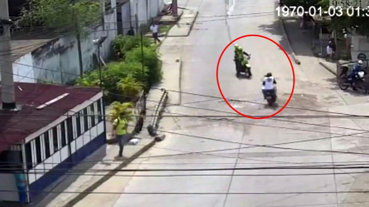 La persecución de policías a delincuentes en Cartagena.