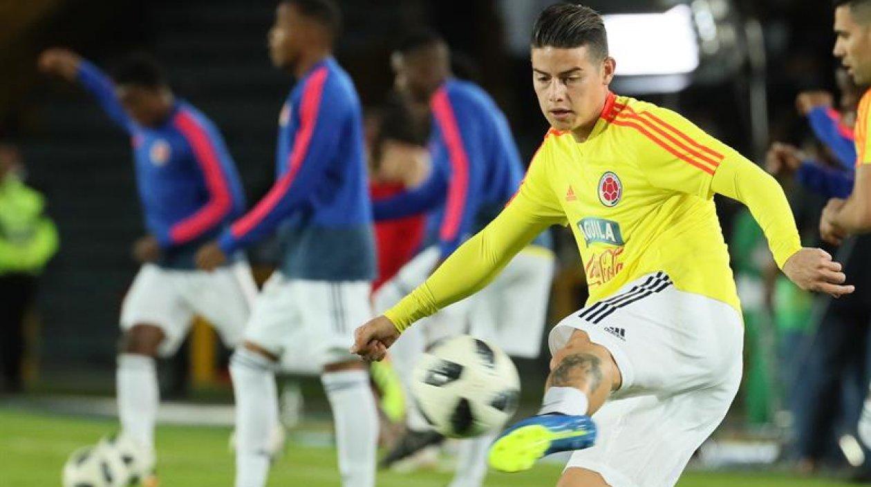 James Rodríguez durante la despedida de la Selección. 