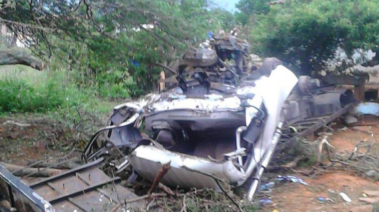 Así quedó el camión accidentado.