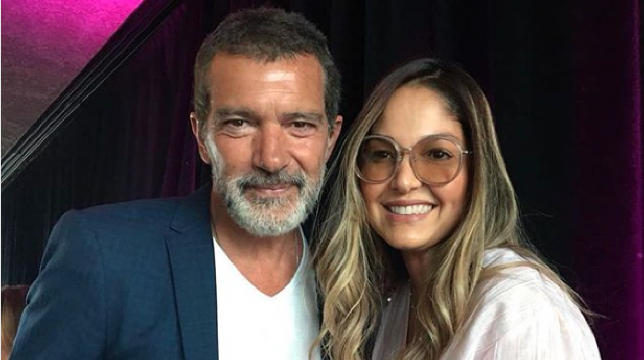 El actor español Antonio Banderas y la diseñadora Goretty Medina.