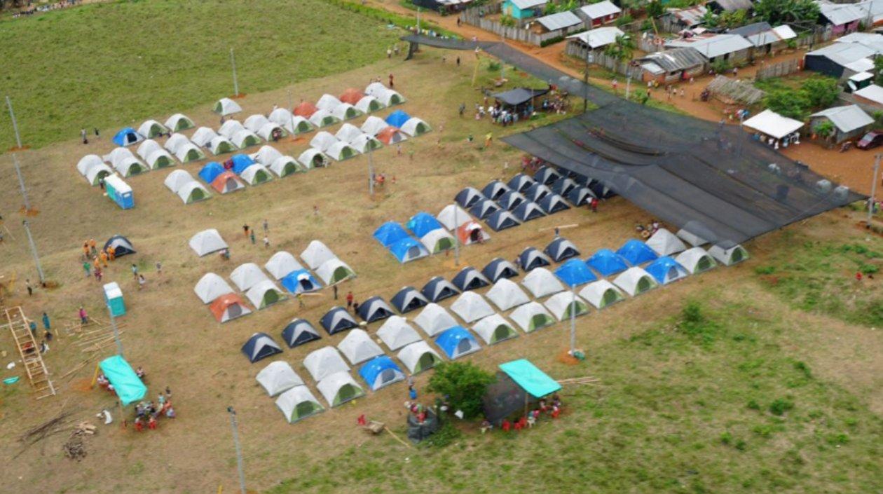 Uno de los albergues en la zona de la emergencia.
