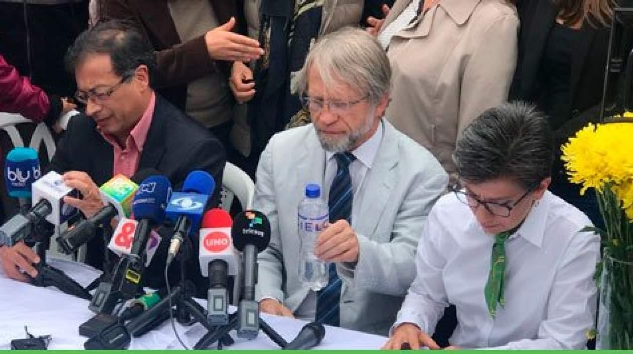 Gustavo Petro, Antanas Mockus y Claudia López.