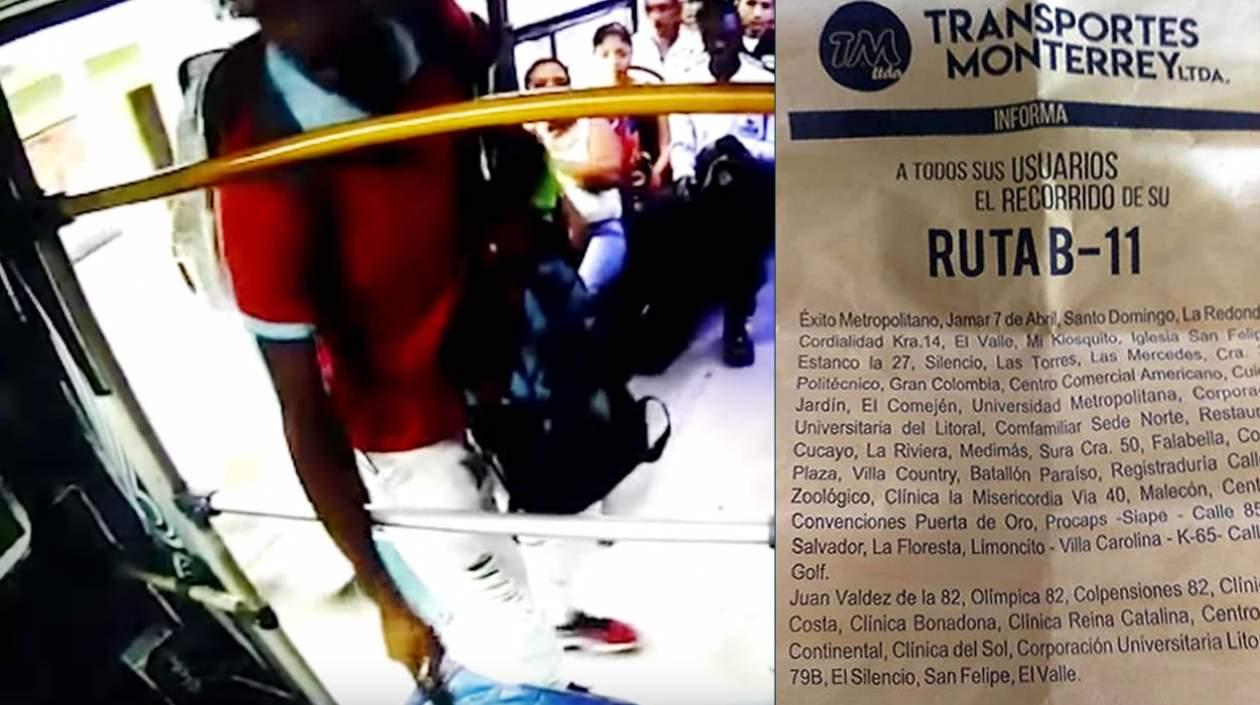 Este es el volante entregado a los pasajeros que indica la modificación de la ruta.