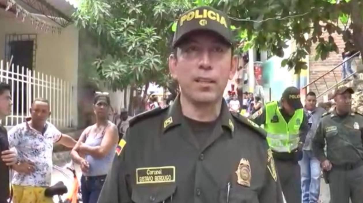 El Coronel Gustavo Berdugo Garavito, Comandante de la Policía Metropolitana de Santa Marta.