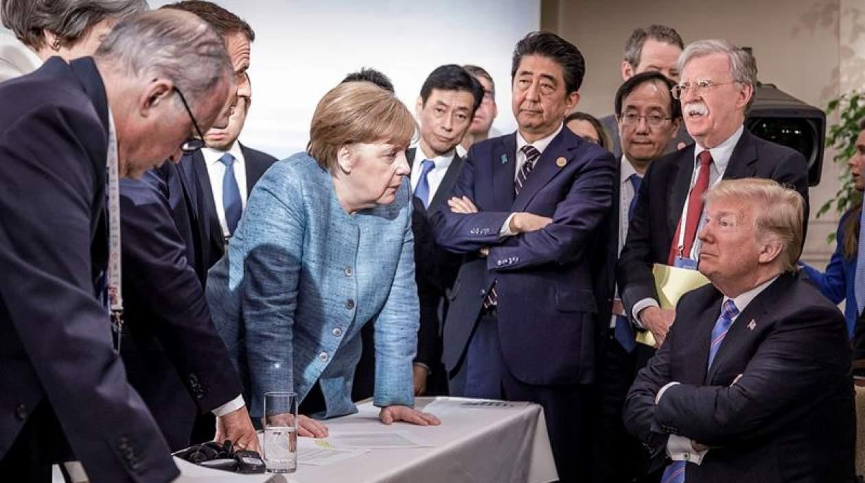 Mandatarios, miembros del G7, acorralando a Trump.