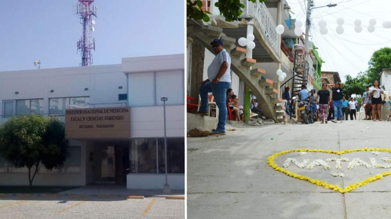 Medicina Legal en Santa Marta y una calle en la que vivía la pequeña Nathaly.