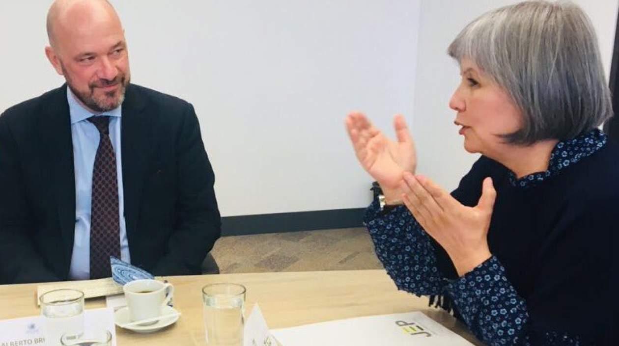 El Alto Comisionado de la ONU para los DDHH, Alberto Brunor, y la directora de la JEP, Patricia Linares. El Alto Comisionado de la ONU para los DDHH, Alberto Brunor, y la directora de la JEP, Patricia Linares. 