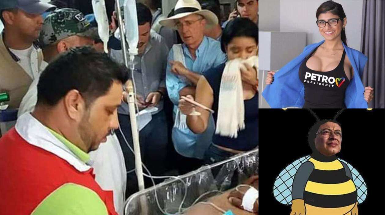 El ataque de abejas a una reunión de Álvaro Uribe, la actriz porno Mia Khalifa y el montaje a Petro como abeja.