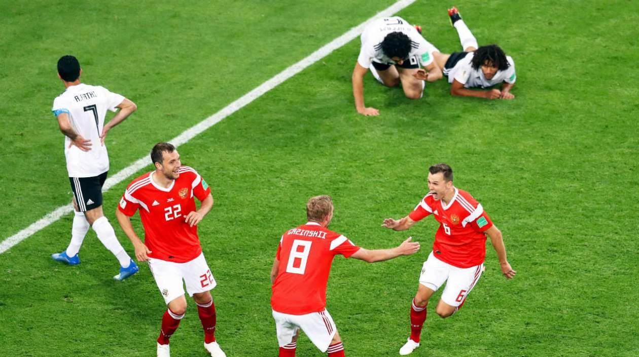 Denis Cheryshev celebra su anotación en el triunfo 3-1.