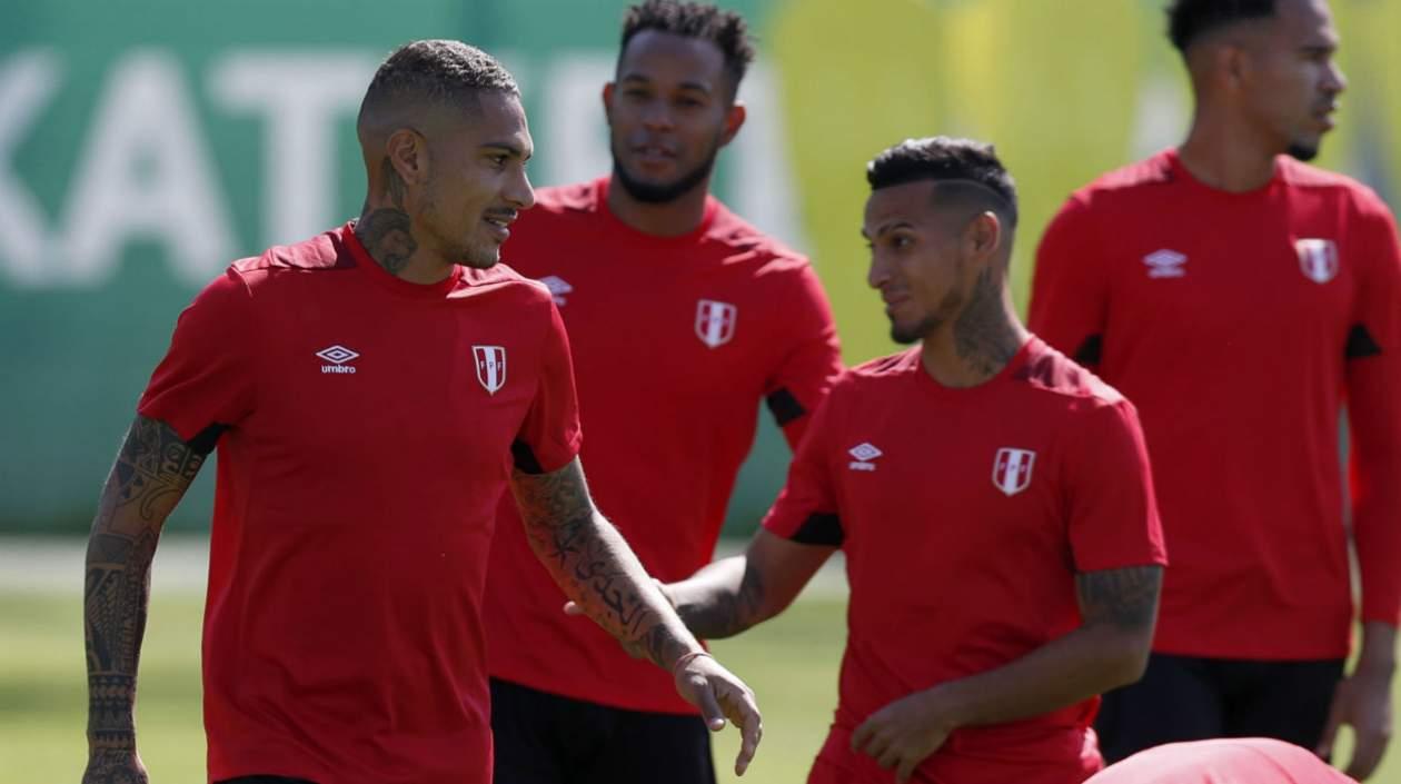 Jugadores de Perú, durante un entrenamiento. 