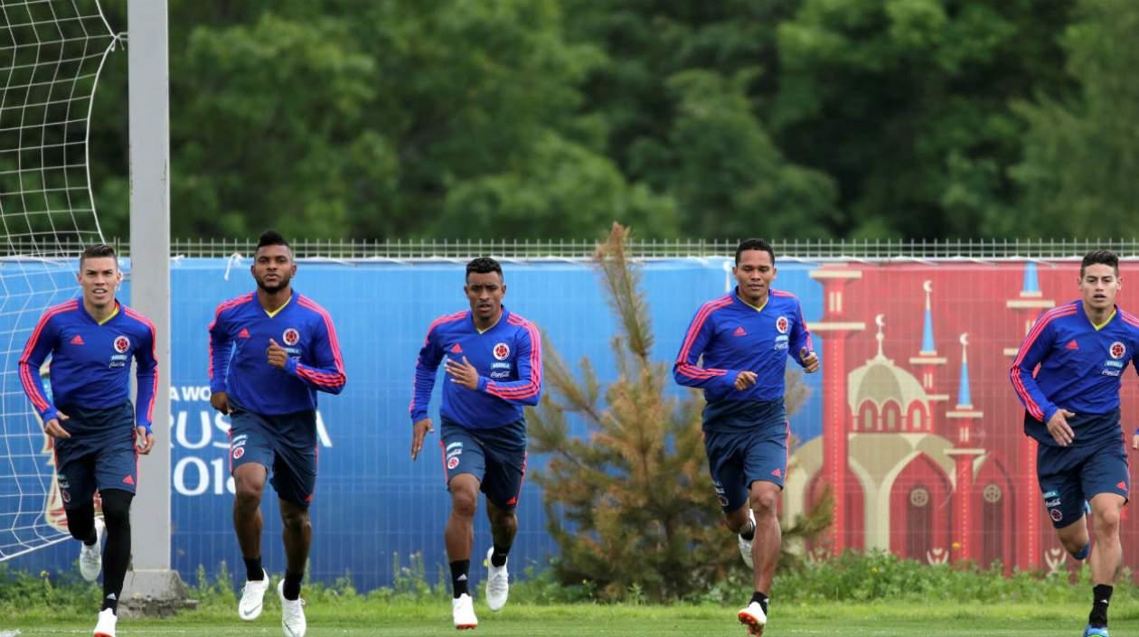 Jugadores de Colombia durante el entrenamiento. 