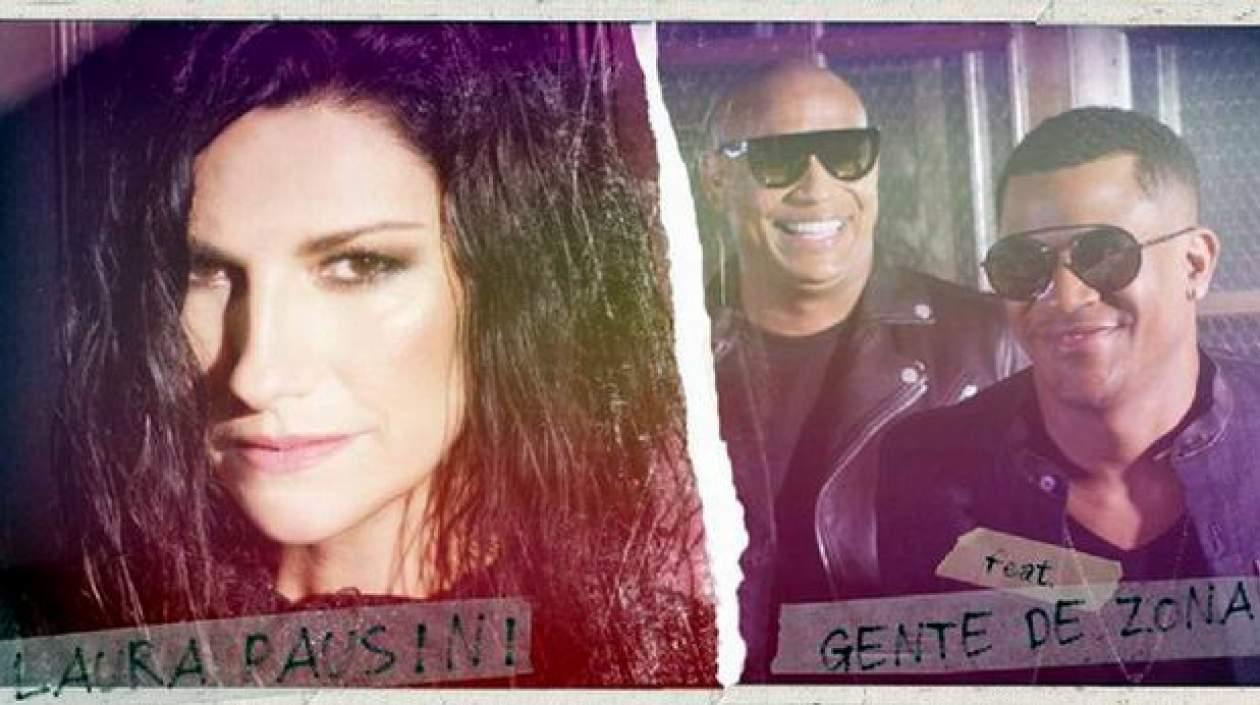 La cantante italiana Laura Pausini y el grupo Gente de Zona.