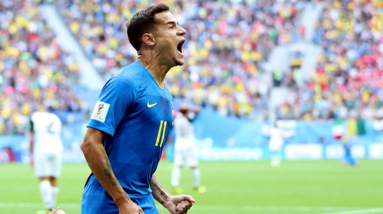 Coutinho celebra el primer tanto del partido. 