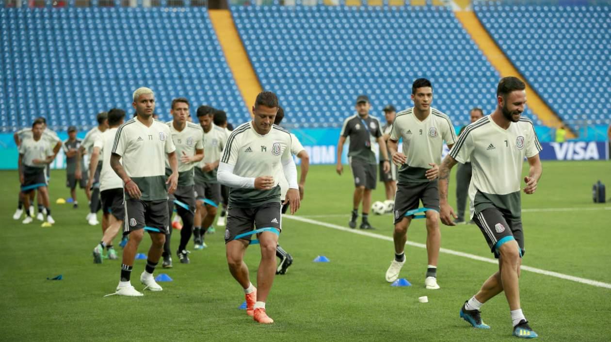 Jugadores de México durante un entrenamiento.