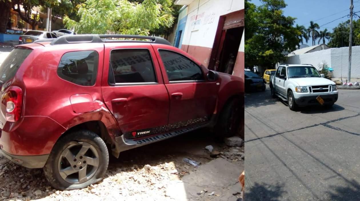 Las dos camionetas involucradas en el accidente.