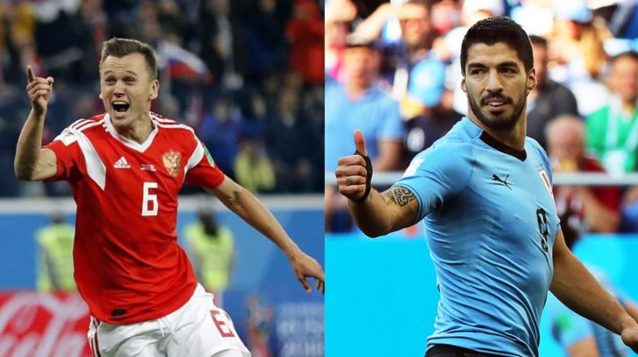 Denis Chéryshev y Luis Suárez.