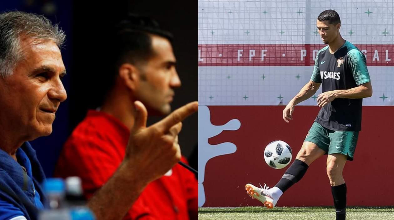 El técnico de Irán, Carlos Queiroz y el delantero de Portugal, Cristiano Ronaldo.