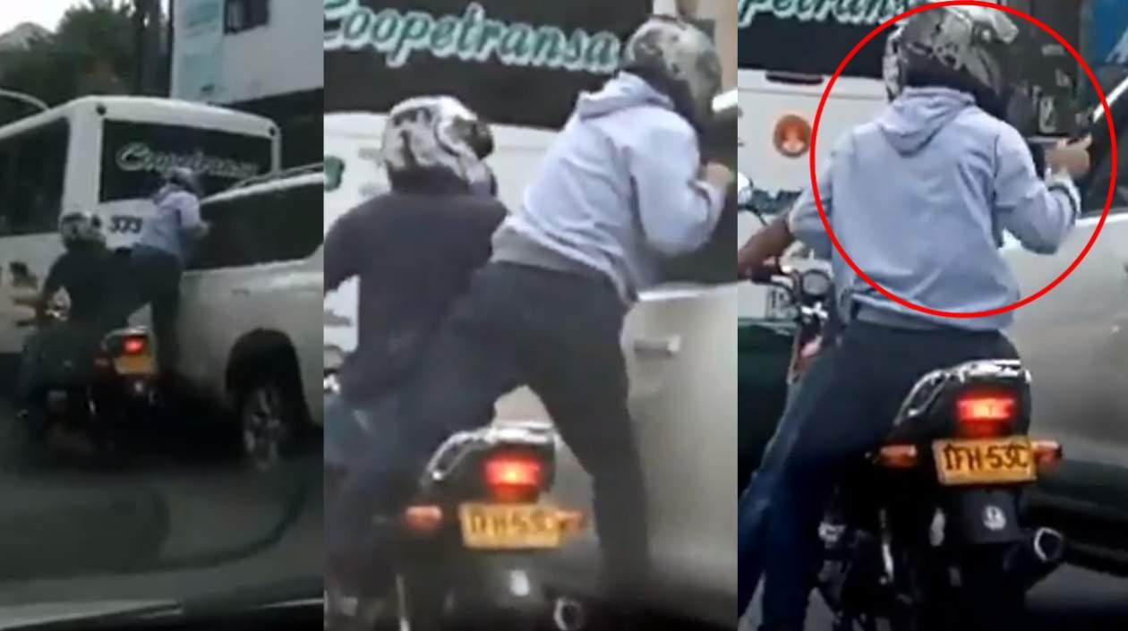 El conductor de un vehículo particular grabó en una vía pública de Medellín el atraco.