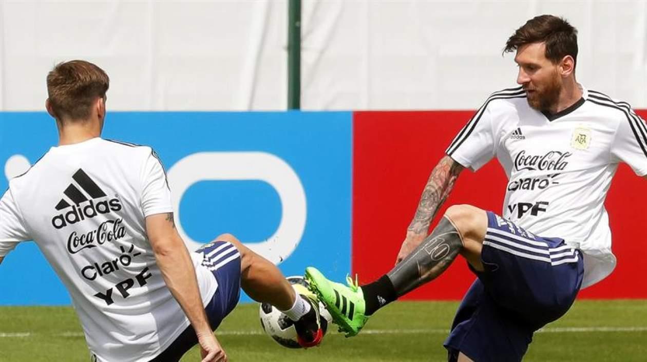 El argentino Lionel Messi durante el último entrenamiento previo al partido ante Nigeria.