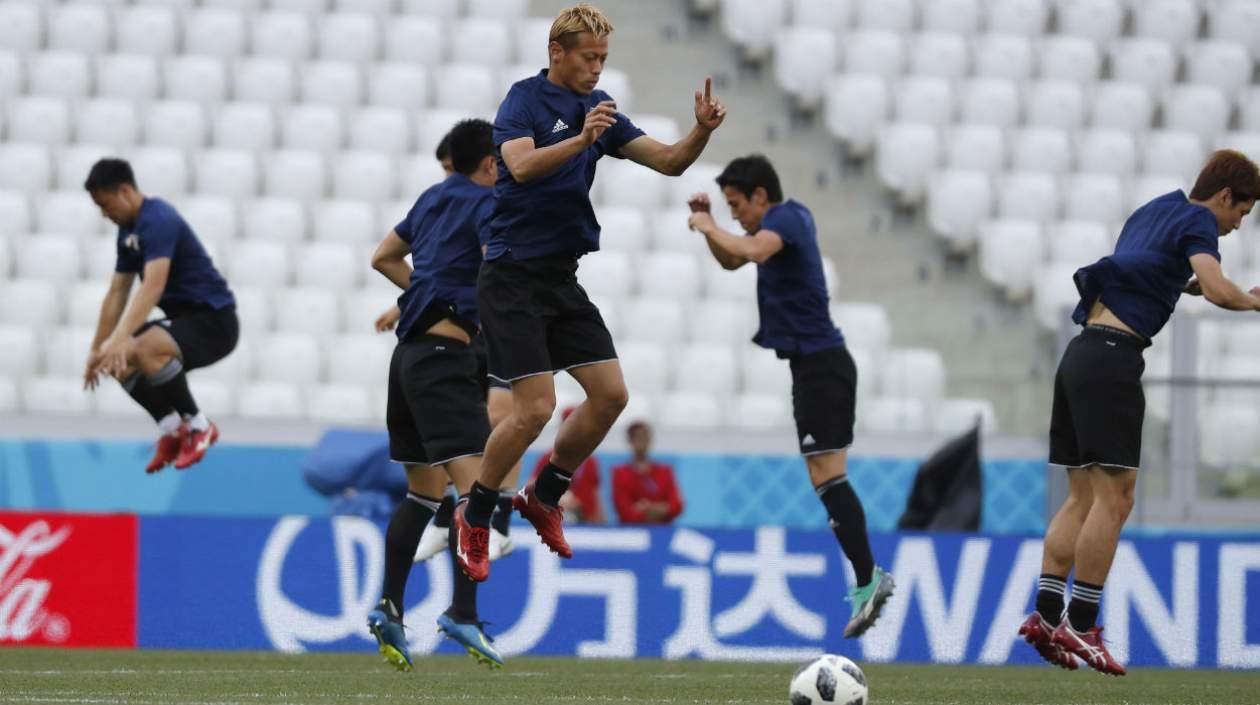 Jugadores de Japón durante un entrenamiento. 