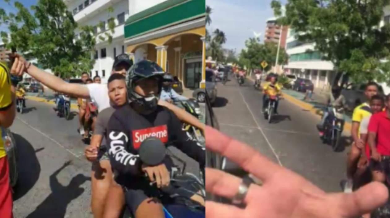 Momentos en que le robaban el celular al extranjero.