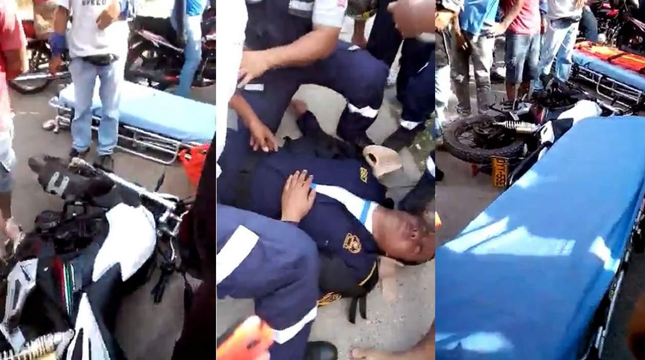 Instantes en que cuatro ambulancias se disputaban al paciente.