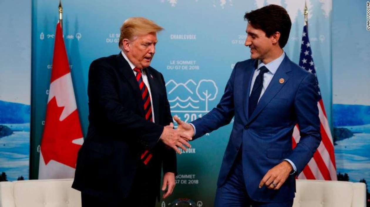 El presidente de EE.UU., Donald Trump y el primer ministro de Canadá, Justin Trudeau.