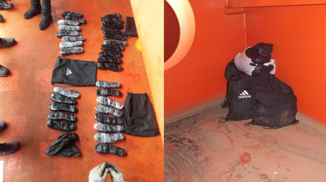 La droga estaba camuflada en 31 suelas de zapatos y zapatillas.
