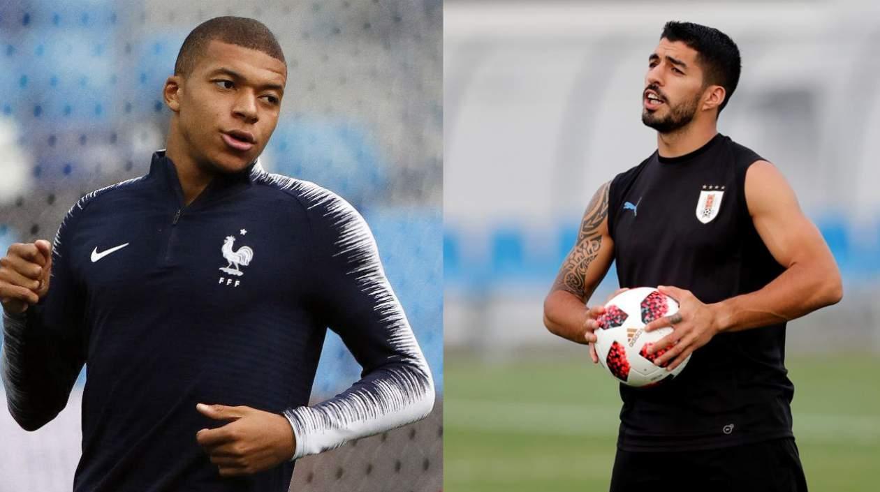 Kylian Mbappé y Luis Suárez.