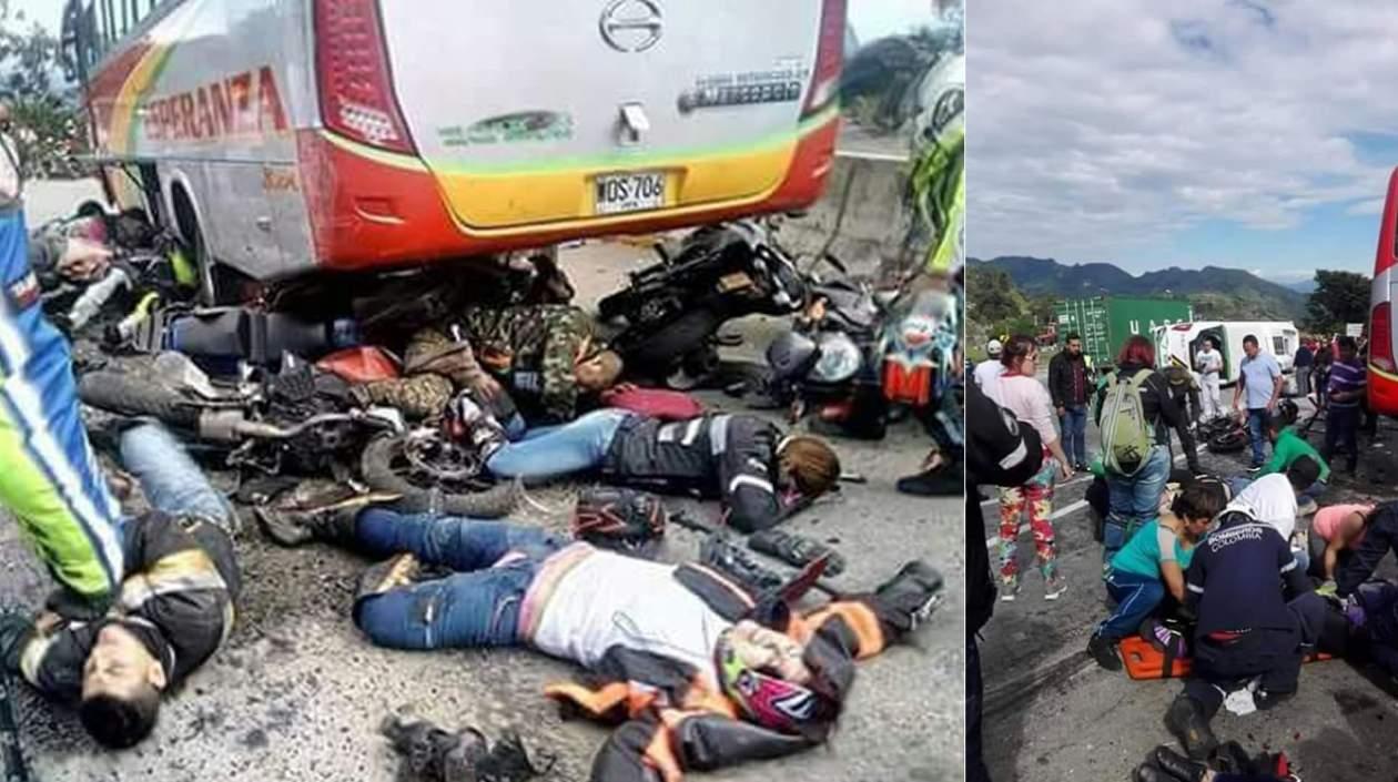 Los cuerpos de los heridos quedaron en plena vía.