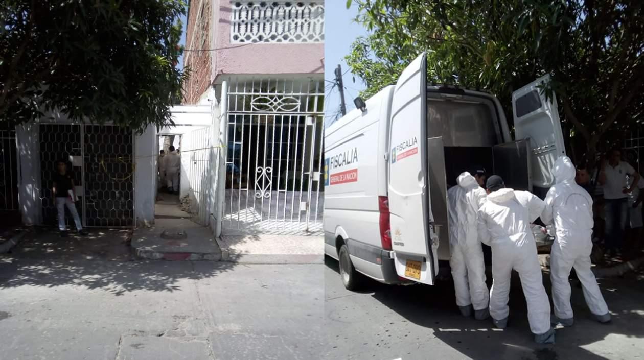 Personal del CTI hace la diligencia de levantamiento del cadáver del hombre.