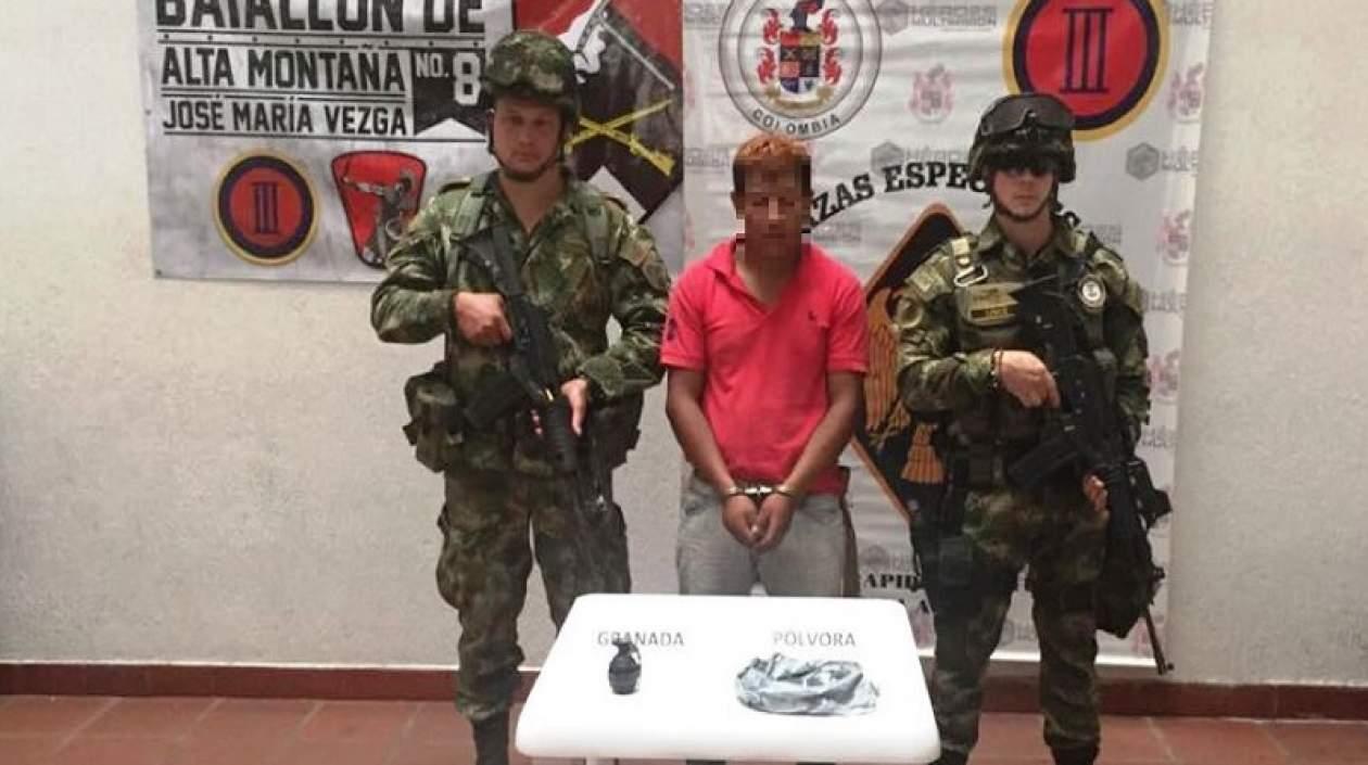 José Bolívar Pilcué, capturado en una protesta.