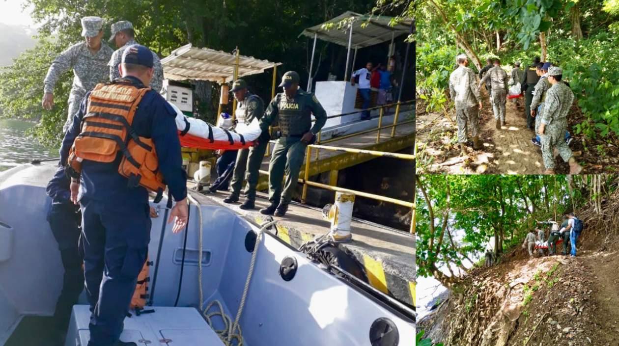 Operativo de rescate de la Armada Nacional.