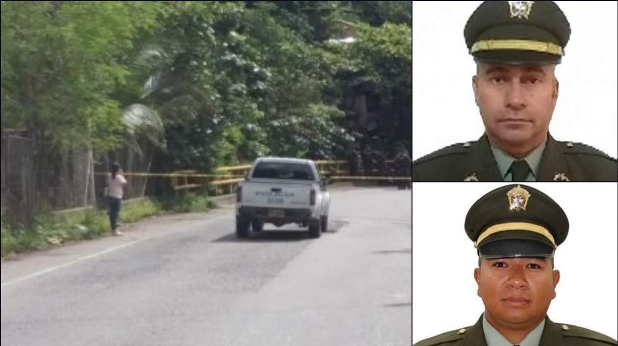 Foto de la patrulla y de los uniformados muertos en el atentado en Puerto Valdivia.