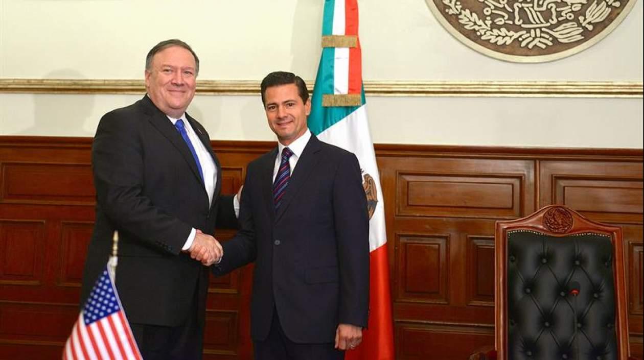 El secretario de Estado, Mike Pompeo y el presidente de México, Enrique Peña Nieto.