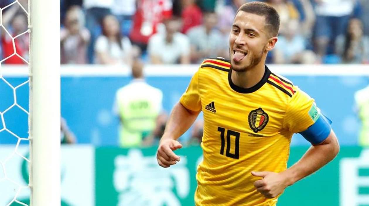 Eden Hazar celebrando el segundo gol de Bélgica.