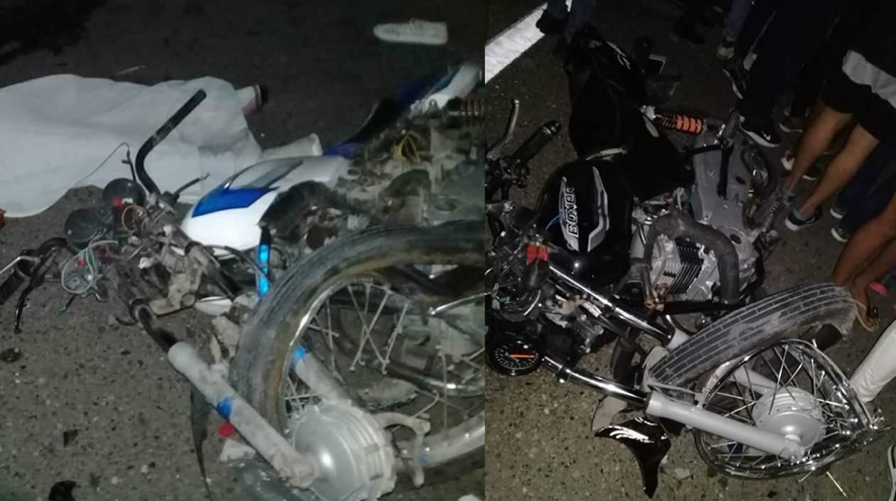 Estado en que quedaron las dos motocicletas accidentadas.