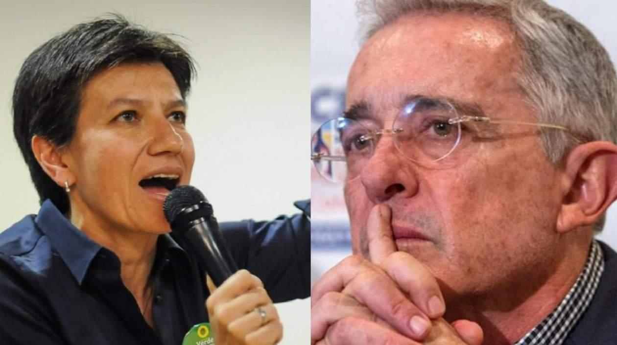 Claudia López y Álvaro Uribe Vélez. 